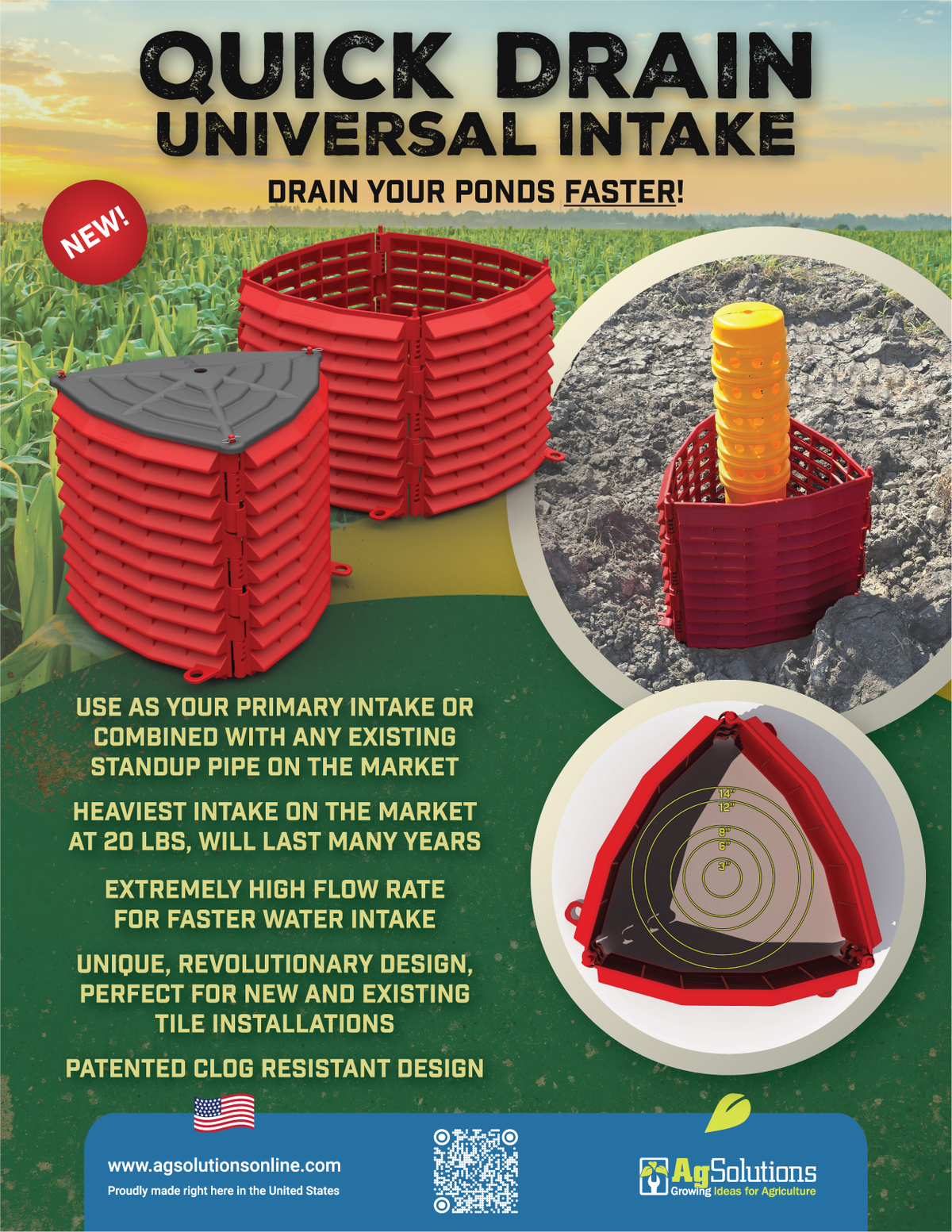 Quick Drain Universal Intake, 3-Sided